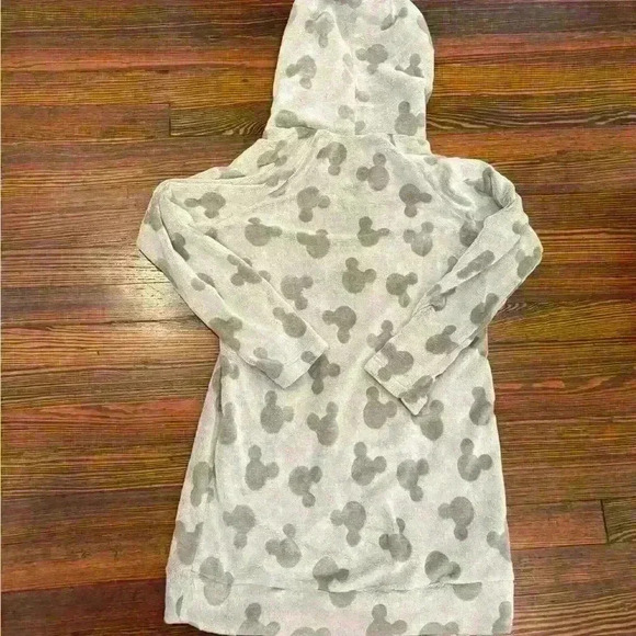Disney Mickey Mouse Gray Hooded Fleece Lounge Pullover Sz Large - Picture 2 of 5